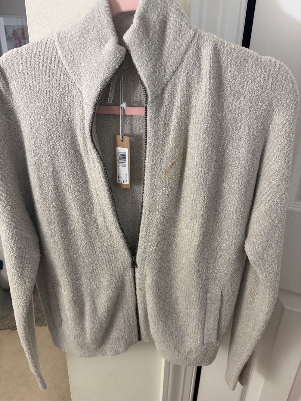 Women’s Light Gray Full-Zip Sweater Jacket